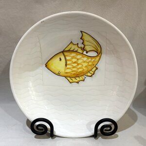 Cristina Fortini Italian Pottery Plate 11.75" Hand Painted Fish MCM VTG AS IS